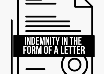 Indemnity in the Form of a Letter